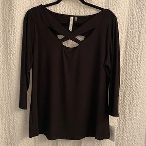 NWT NY Collection L Black cut out top 3/4 sleeve